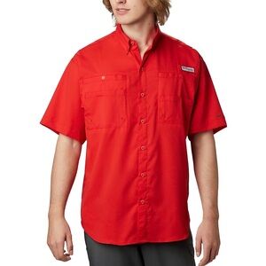 Columbia Men's Short-Sleeve Button-Down Shirt - Red